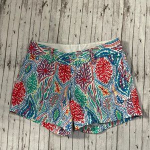 Lilly Pulitzer Womens Callahan Shorts Let Minnow Coral Print Size 0 Pockets